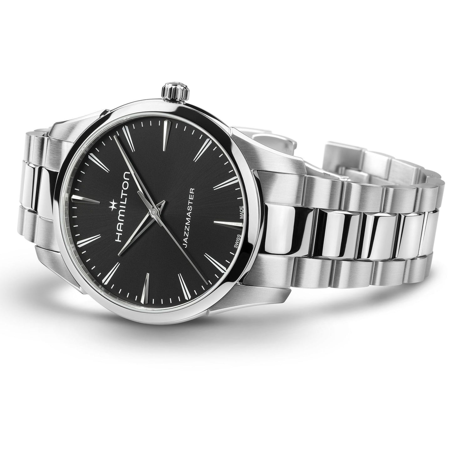 Orologio Hamilton Jazzmaster Quartz 40 Mm Acciaio Braccialato Nero