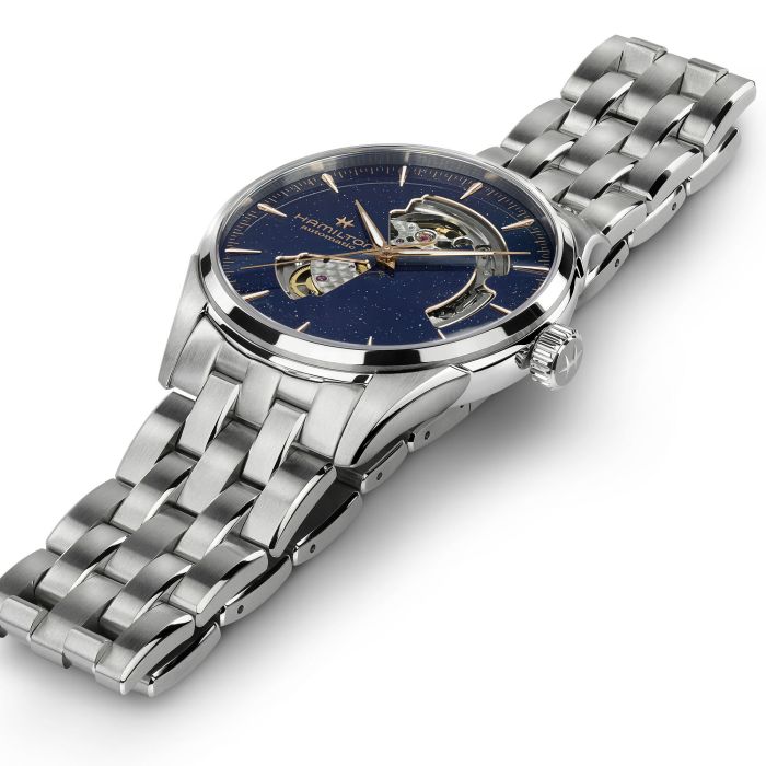 Orologio Hamilton Jazzmaster Open Heart Auto 42 mm Braccialato Blu avventurina