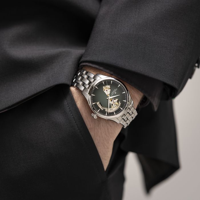 Orologio Hamilton Jazzmaster Open Heart Auto 40 mm Verde Scheletrato