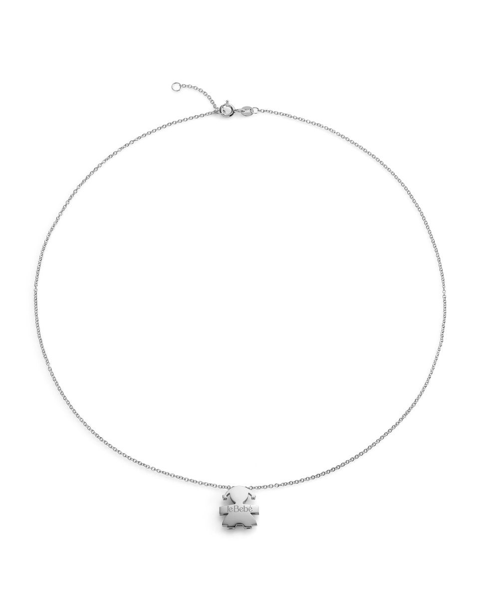 Collana Lebebé Sagome In Oro Bianco 18 Kt Pendente Sagoma Bimba