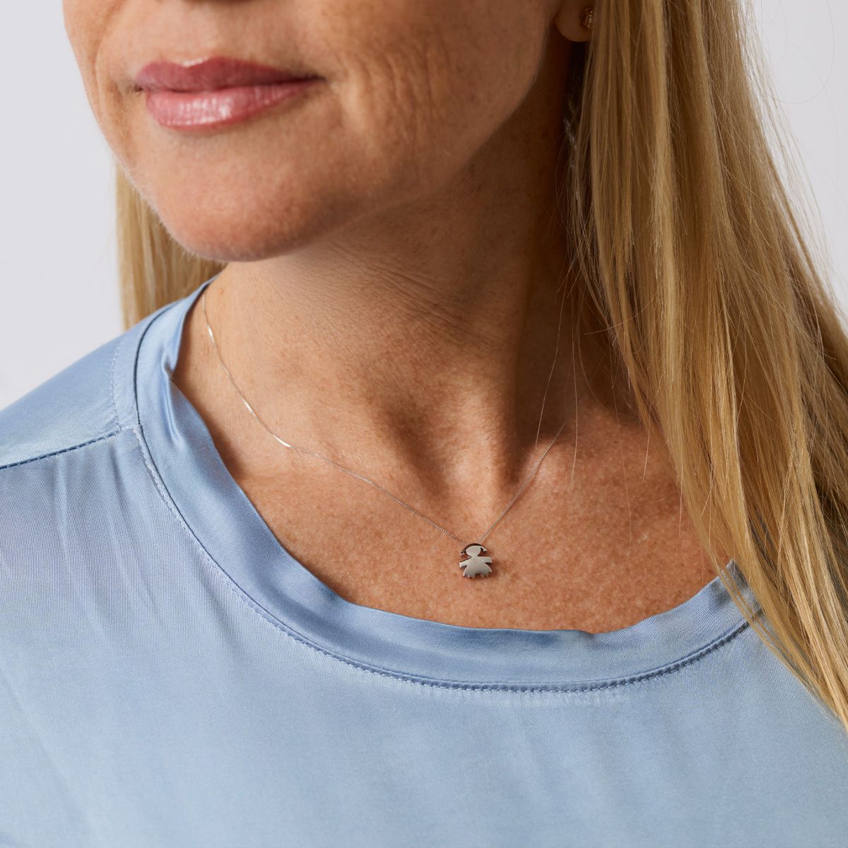 Collana Lebebé I Tesorini Oro Bianco 18 Kt Pendente Bimba Bombata