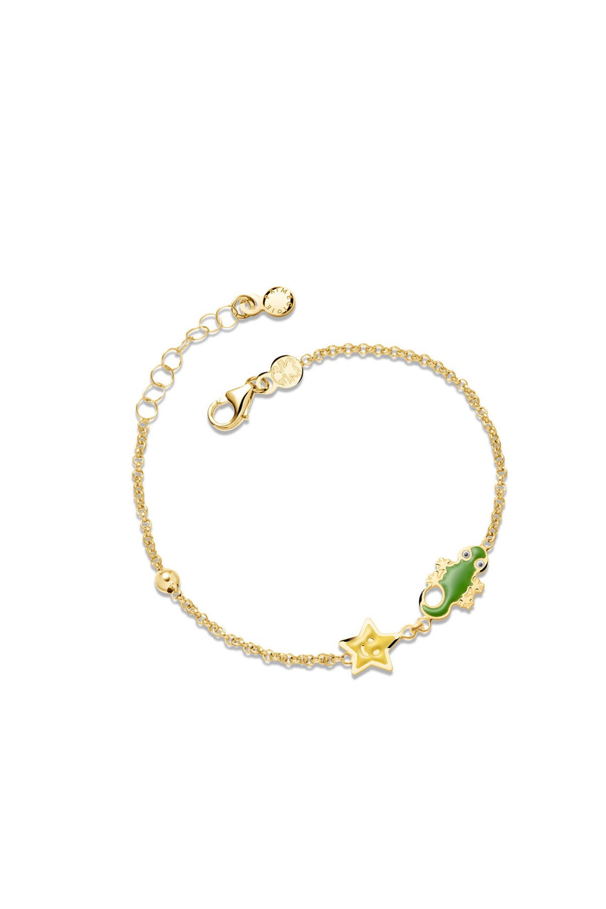 Bracciale Lebebé Prime Gioie Fortuna Oro Giallo 9 Kt Lucertola Smalto Verde e Stellina