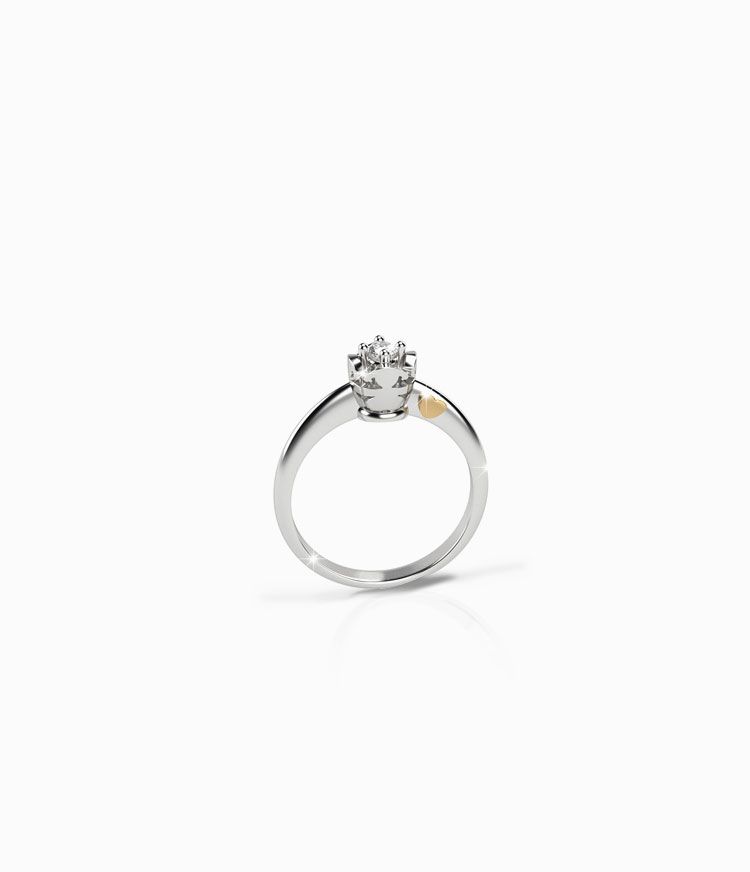 Anello Lebebé Gli Inseparabili Solitario Cestino Bimba Oro Bianco 18 Kt Diamante - Misura 13