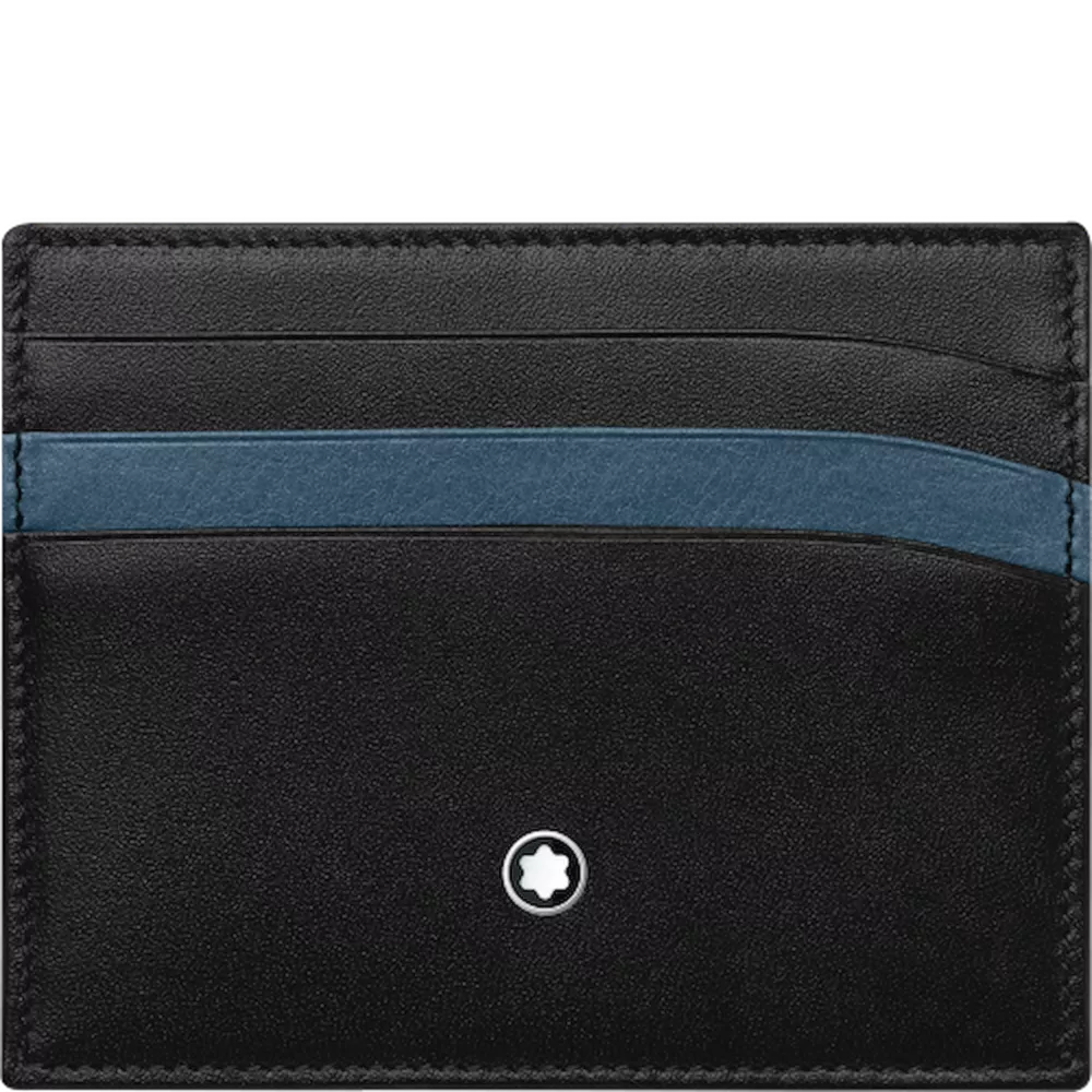 Portacarte Di Credito Montblanc Meisterstuck A 6 Scomparti In Pelle Nera Blu