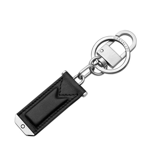 Portachiavi Montblanc Urban Ad Anello E Moschettone Inserto In Pelle Nera
