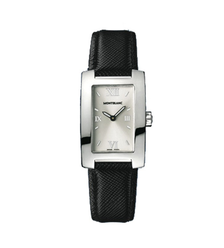Orologio Montblanc Profile Lady Elegance Acciaio Pelle Nera Quadrante Silver