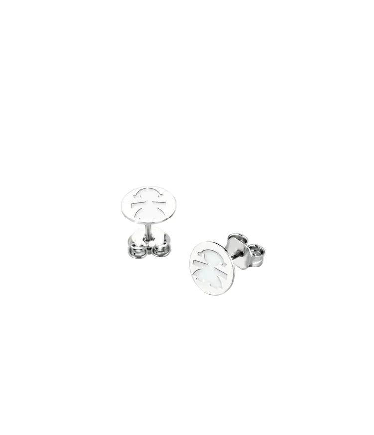 Orecchini Lobo Lebebé Prime Gioie Femminuccia Oro Bianco 9 Kt e Smalto