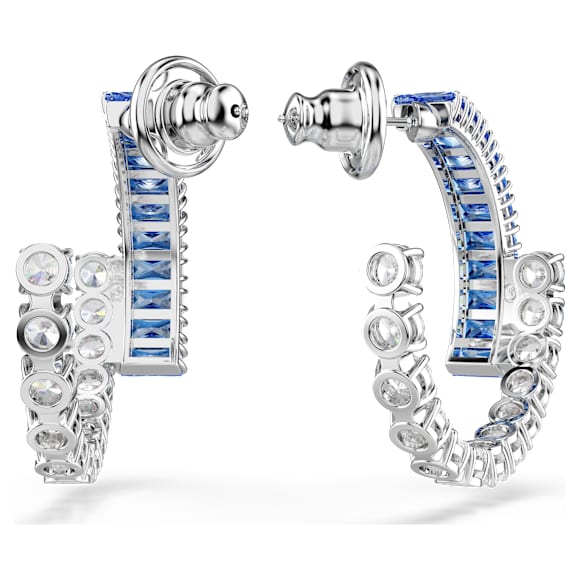Orecchini a cerchio Swarovski Matrix Taglio misto, Blu, Placcato rodio