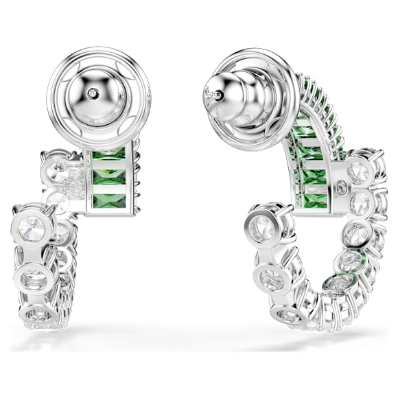 Orecchini a cerchio Swarovski Matrix Taglio misto, Verdi, Placcato rodio