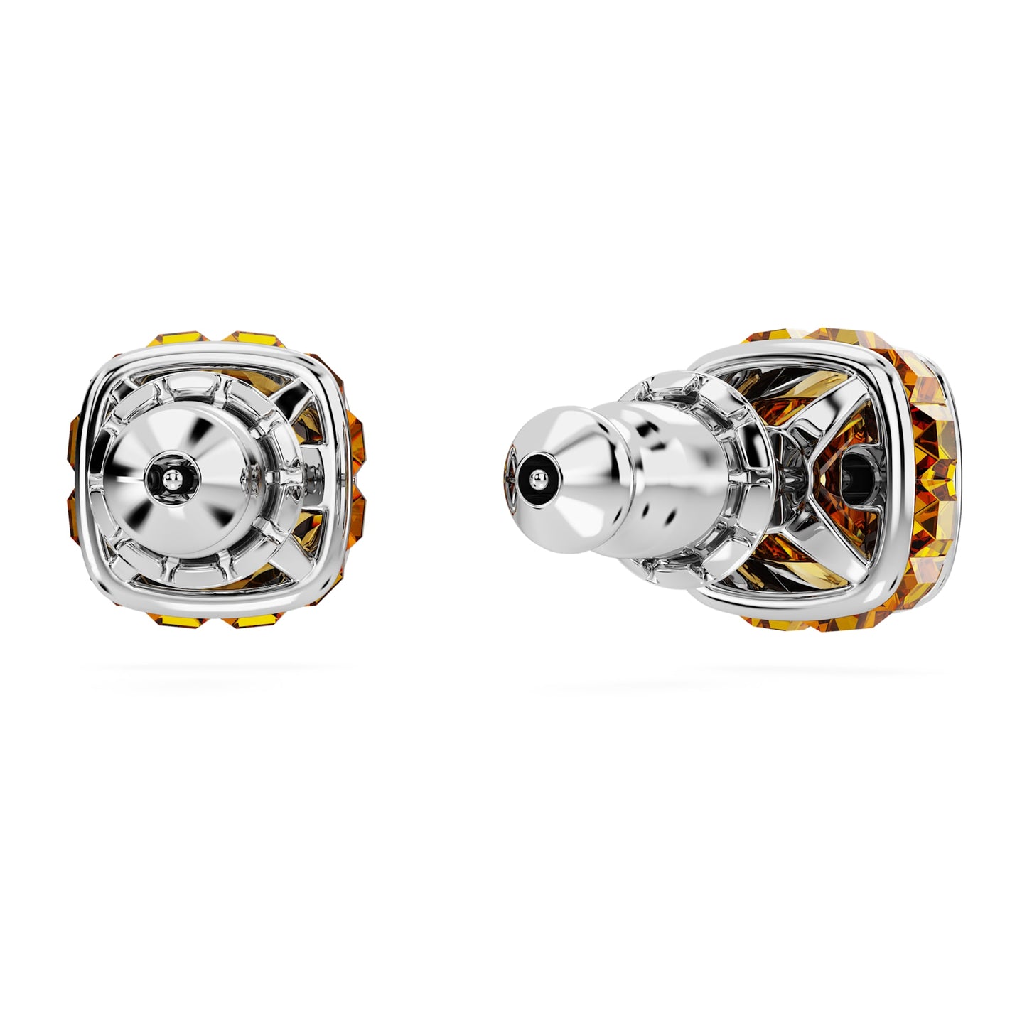 Orecchini a lobo Swarovski Birthstone Taglio squadrato, Novembre, Gialli, Placcato rodio