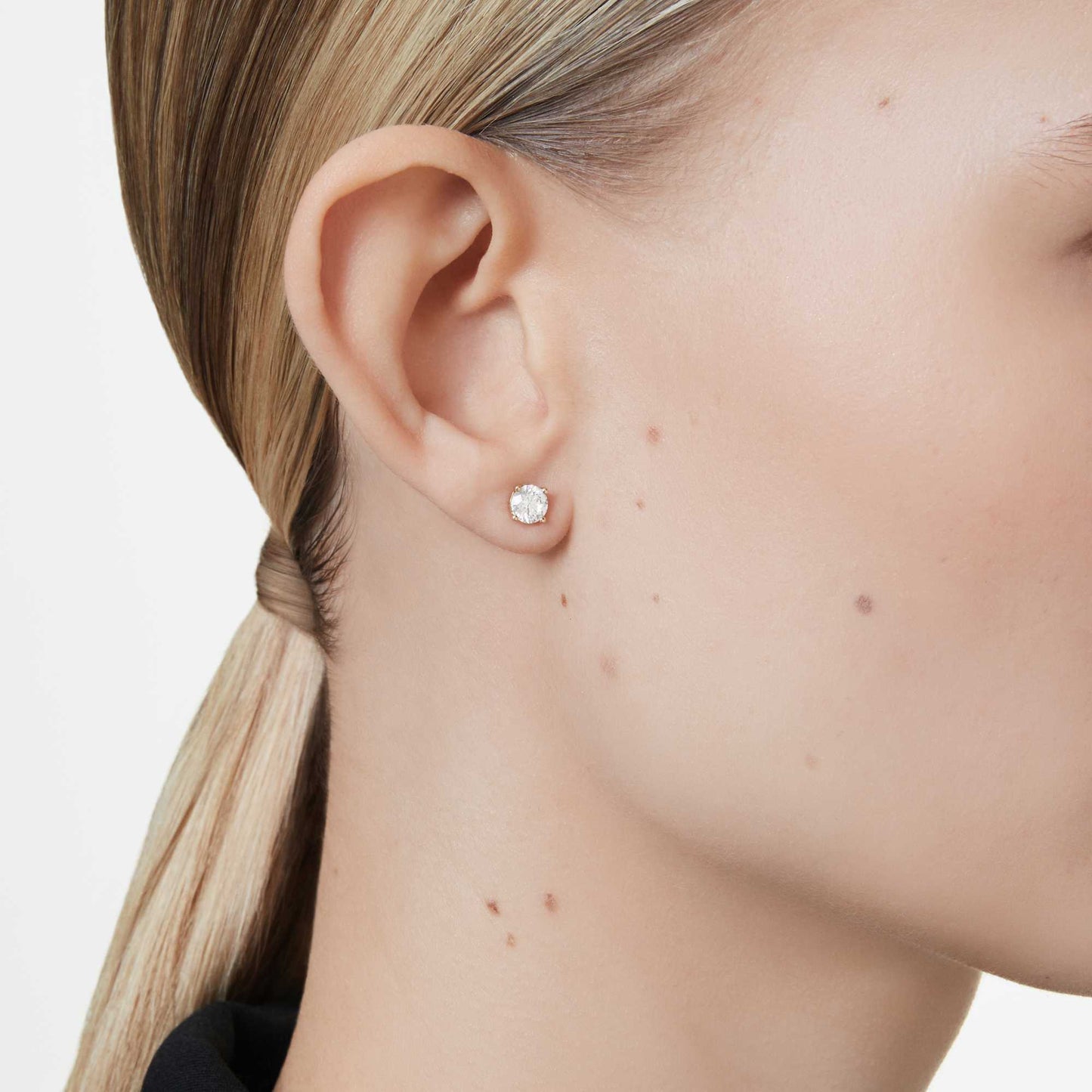 Orecchini a lobo Swarovski con solitario Eternity Diamanti creati in laboratorio 1 ct tw, Taglio Round, Oro bianco 18 K