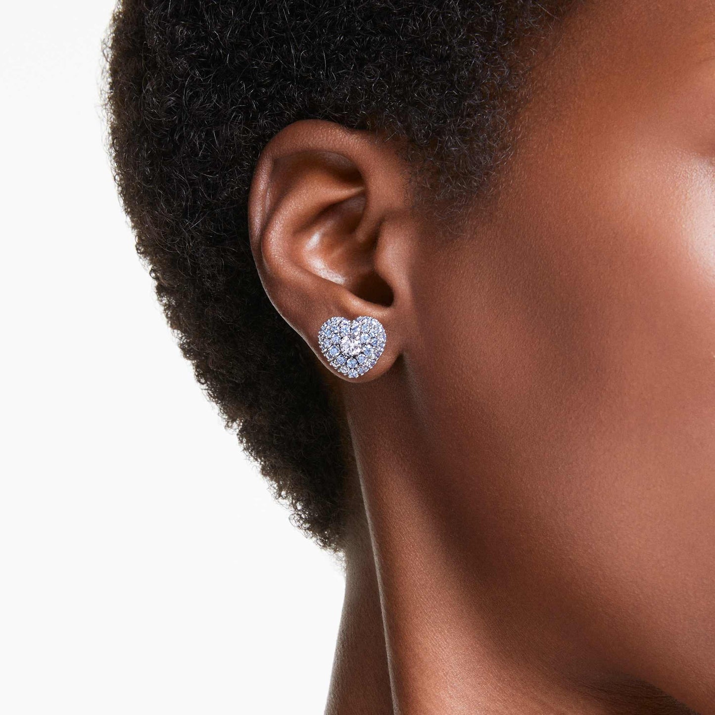 Orecchini a lobo Swarovski Idyllia Cuore, Blu, Placcato rodio