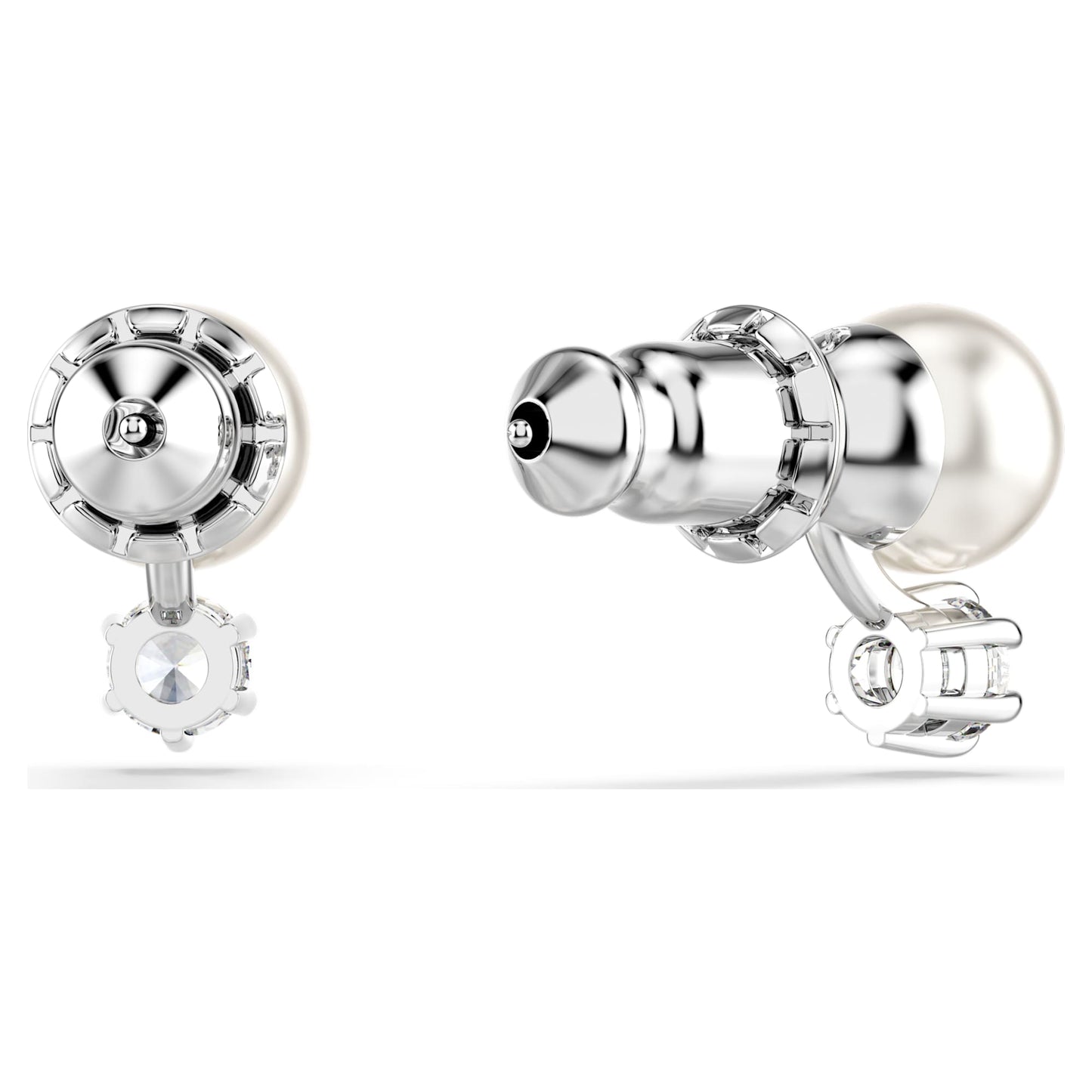 Orecchini a lobo Swarovski Matrix Crystal Pearl, Taglio Round, Bianchi, Placcato rodio