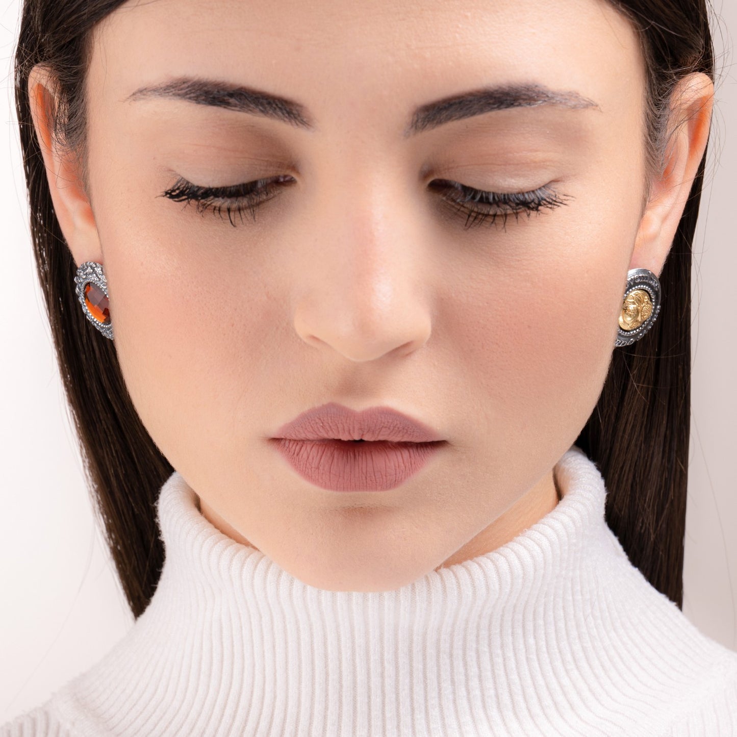 Orecchini Lobo Gerardo Sacco Mesi Reverse in Argento Cristallo Sfaccettato Blu Mese Agosto