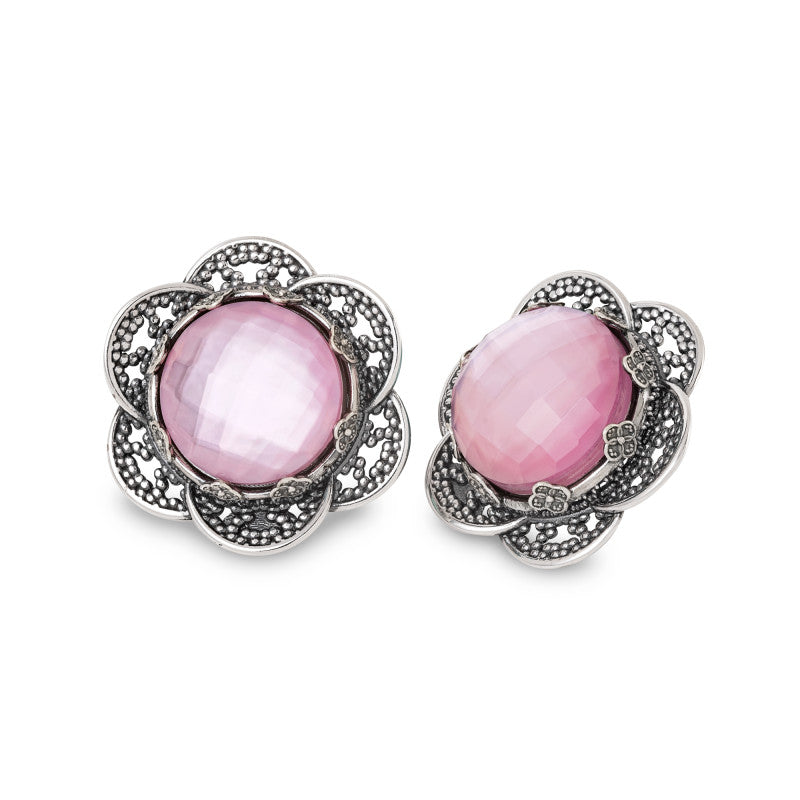 Orecchini donna PG gioielli in oro bianco, quarzo rosa e diamanti da 0,04ct Orecchini donna PG gioielli in oro bianco, quarzo rosa e diamanti da 0,04ct