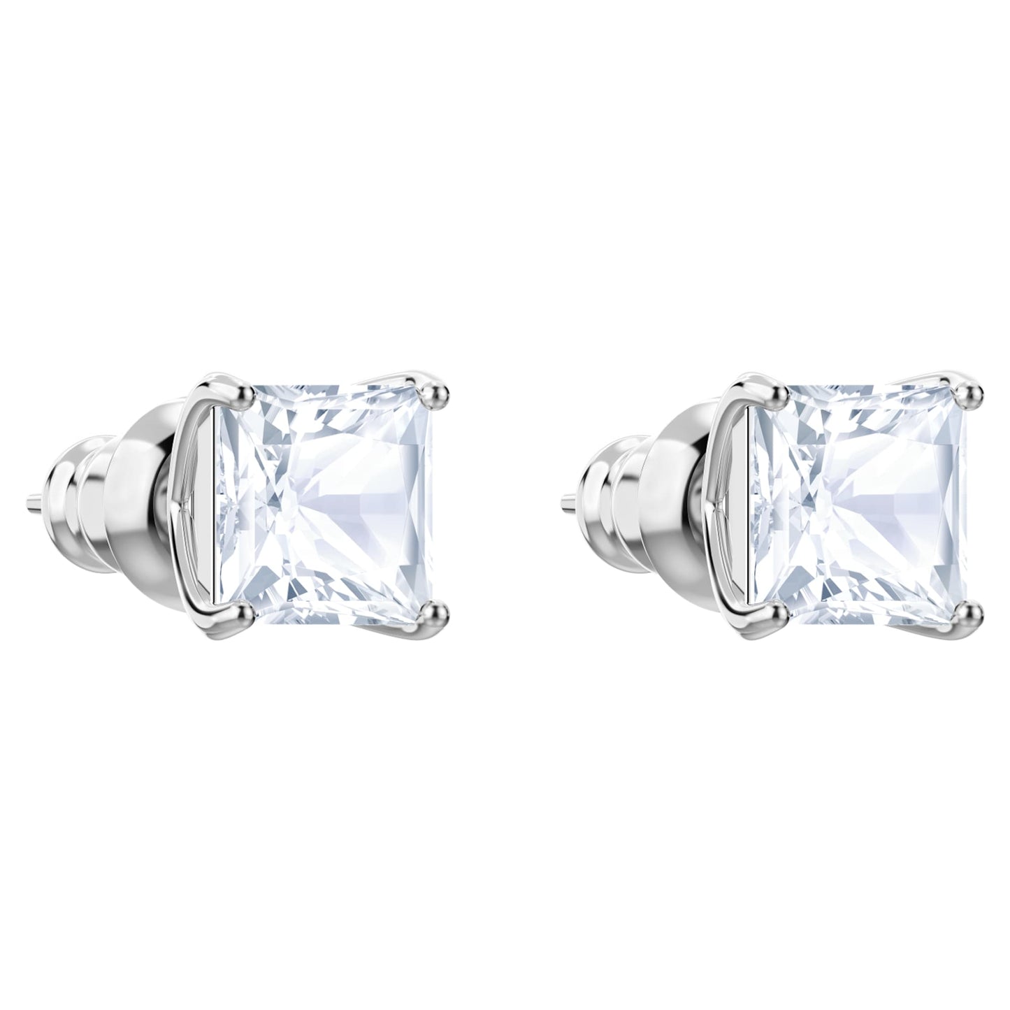 Orecchini a lobo Swarovski Stilla Attract Taglio squadrato, Bianchi, Placcato rodio