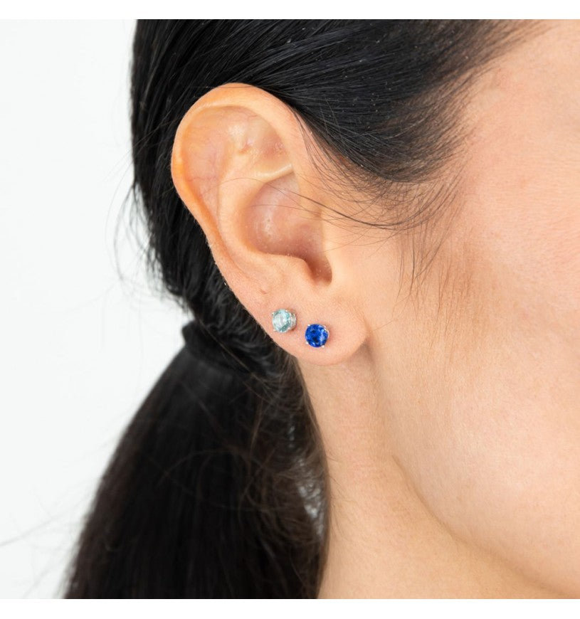 Orecchini Lobo Boccadamo Sophie Argento Punti Luce Con Zircone Blu
