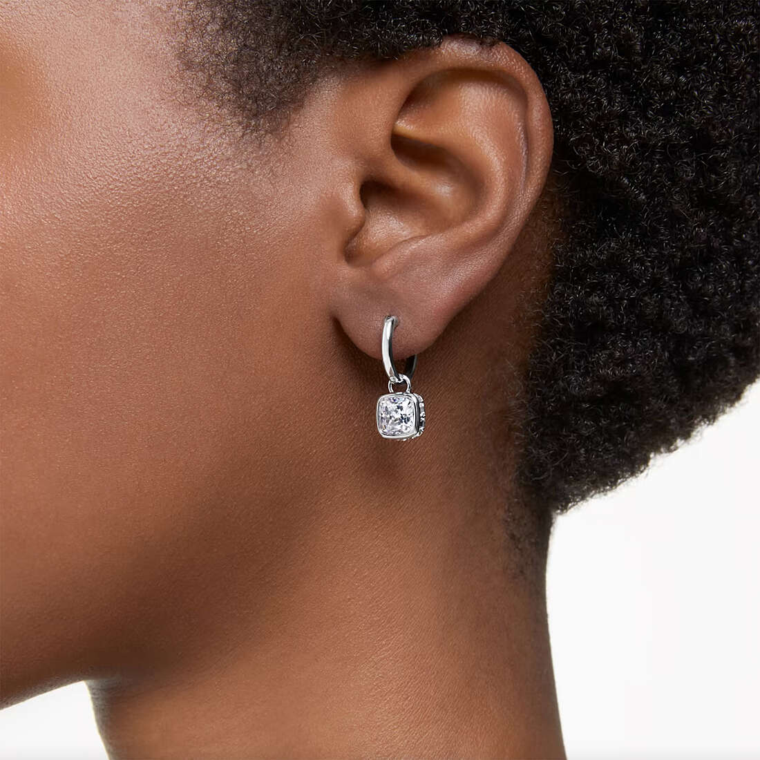 Orecchini Pendenti Swarovski Chroma Taglio squadrato, Bianco, Placcato rodio