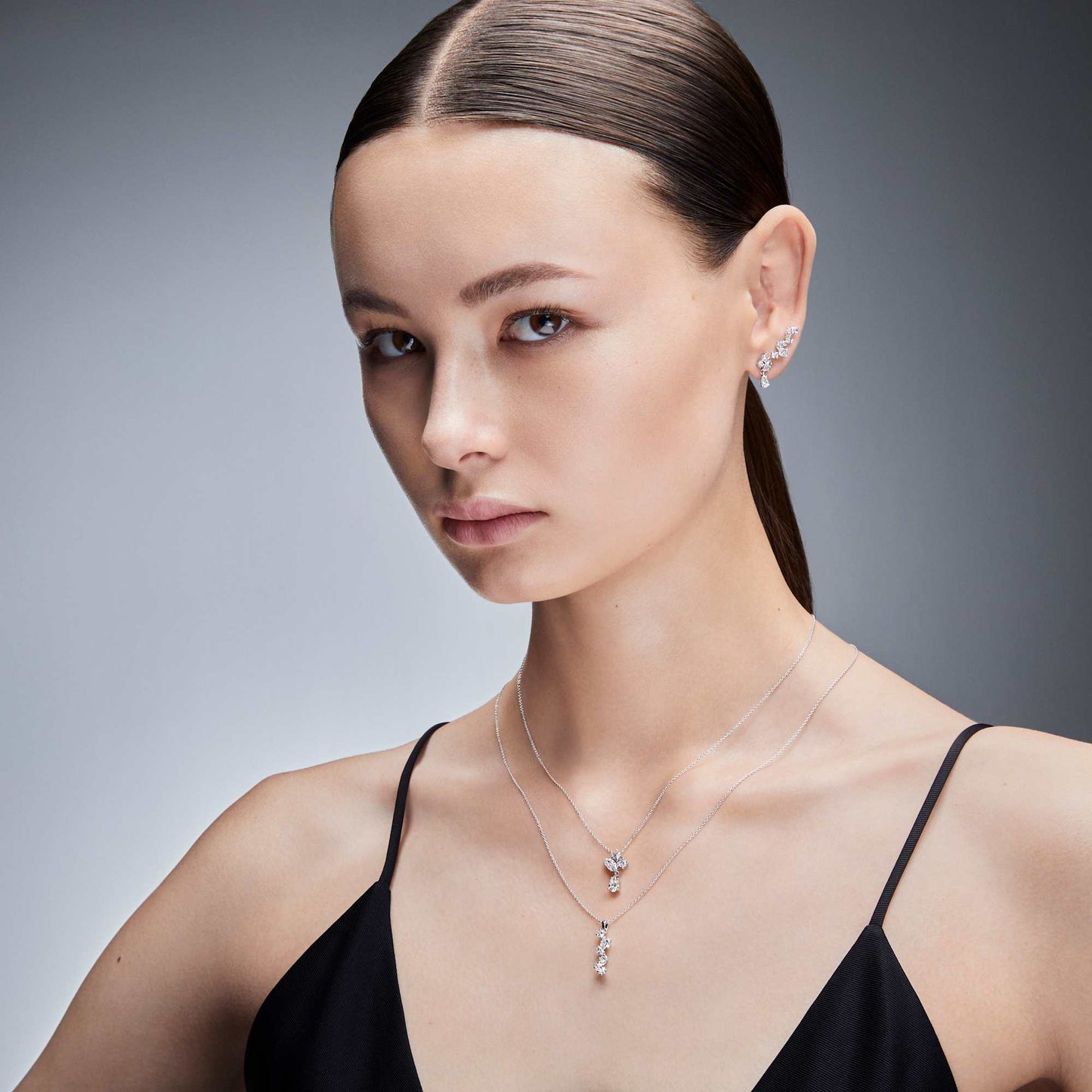 Orecchini ear cuff Swarovski Galaxy Diamanti creati in laboratorio 1,25 ct tw, Taglio misto, Oro bianco 18 K