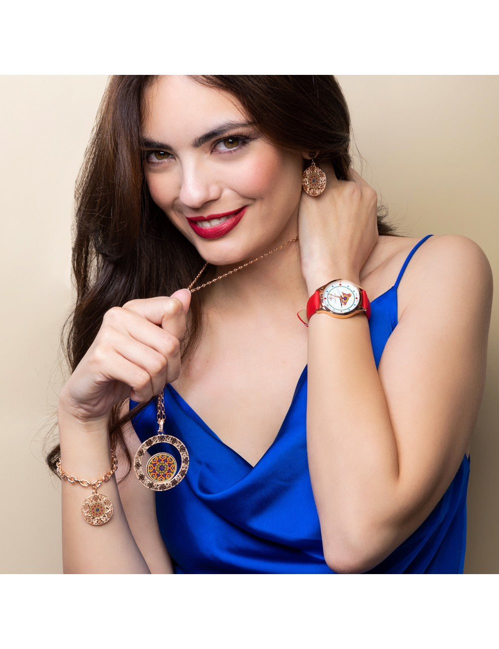 Orecchini Camurrìa Sicilia Bedda Pendenti In Acciaio Con Cerchio Pvd Oro Rosa Stampa Siciliana