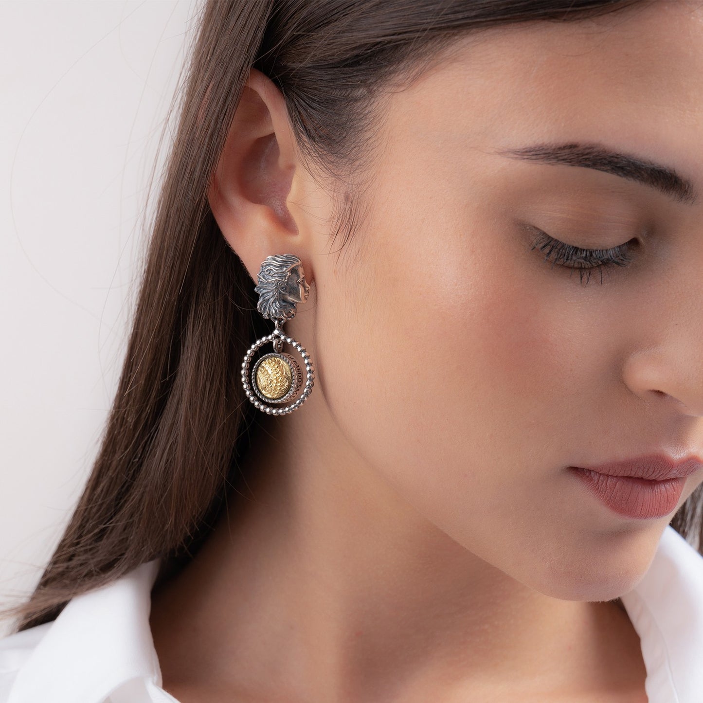 Orecchini Pendenti Gerardo Sacco Mesi Reverse in Argento Cristallo Sfaccettato Verde Mese Aprile Primavera