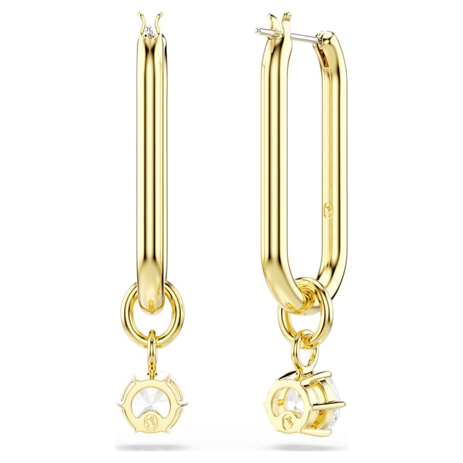 Orecchini Pendenti Swarovski Constella Taglio Round, Bianchi, Placcato color oro