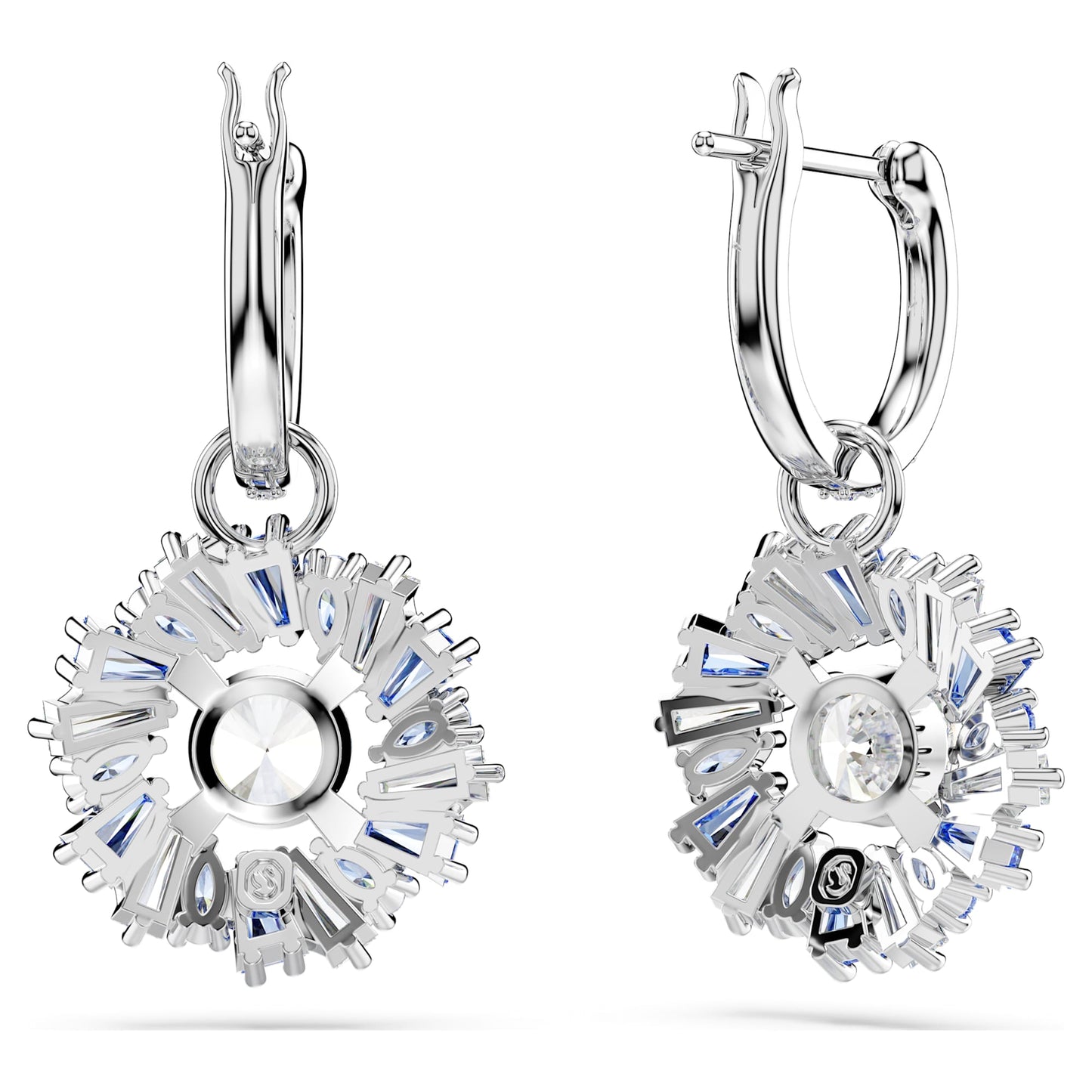 Orecchini Pendenti Swarovski Idyllia Taglio misto, Fiore, Blu, Placcato rodio