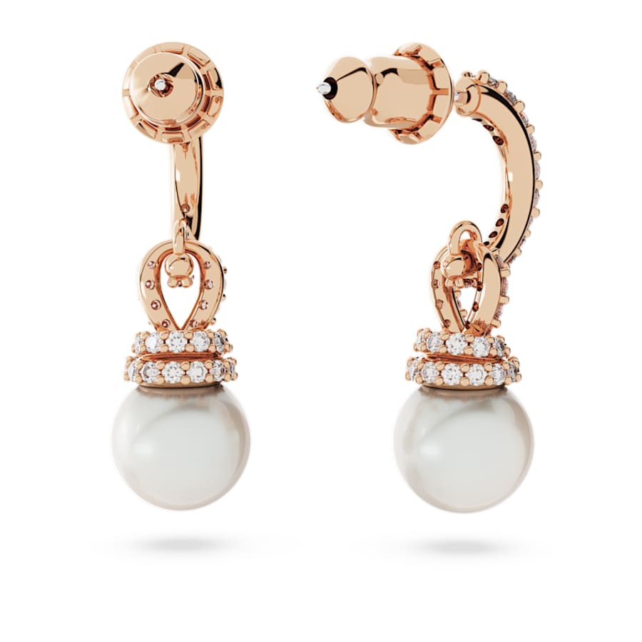Orecchini Swarovski Originally Crystal Pearl, Bianchi, Placcato color oro rosa