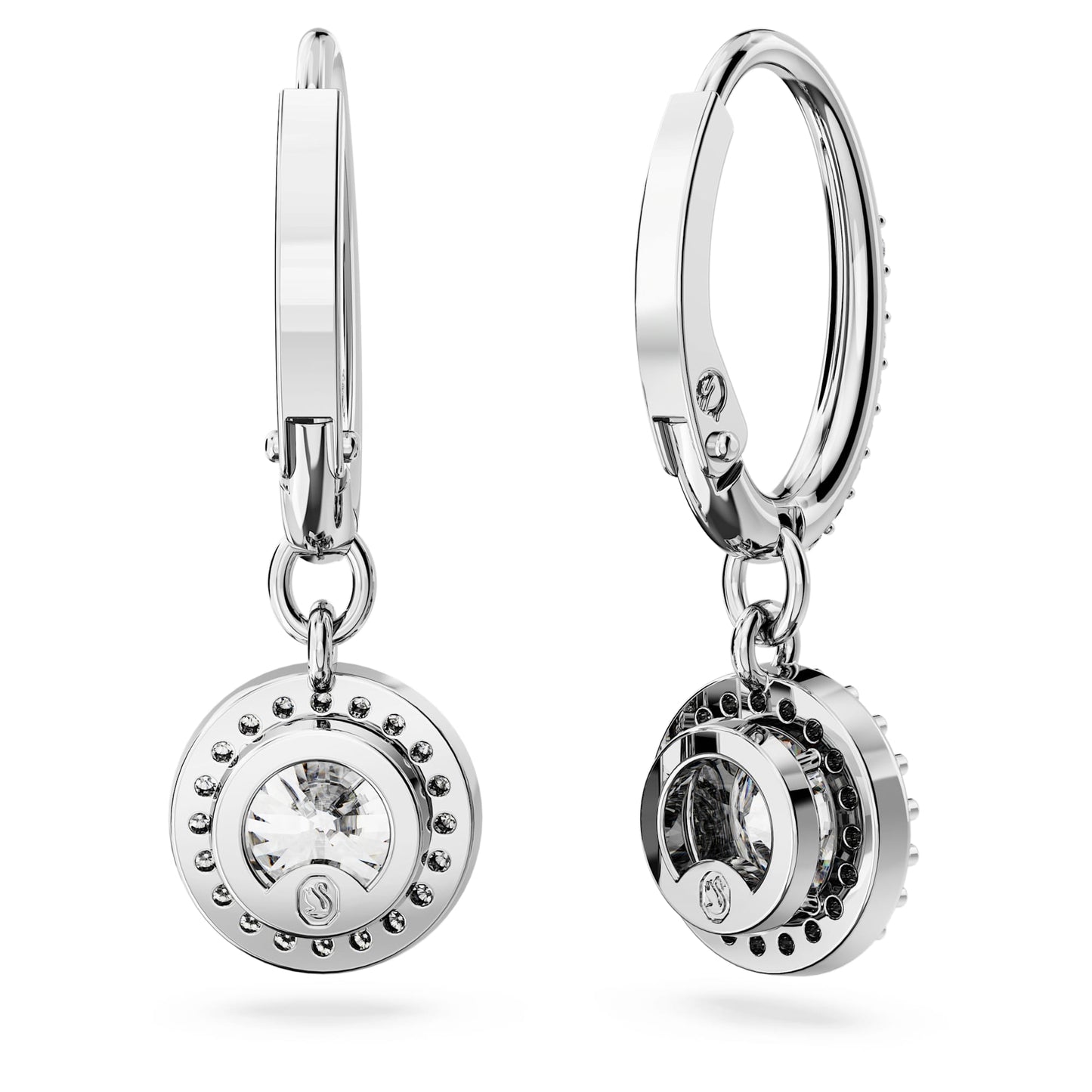 Orecchini Pendenti Swarovski Una Angelic Taglio tondo, Pavé, Bianchi, Placcato rodio