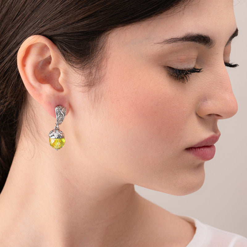 Orecchini Pendenti Gerardo Sacco Stagioni Estate in Argento Cristallo Sfaccettato Azzurro