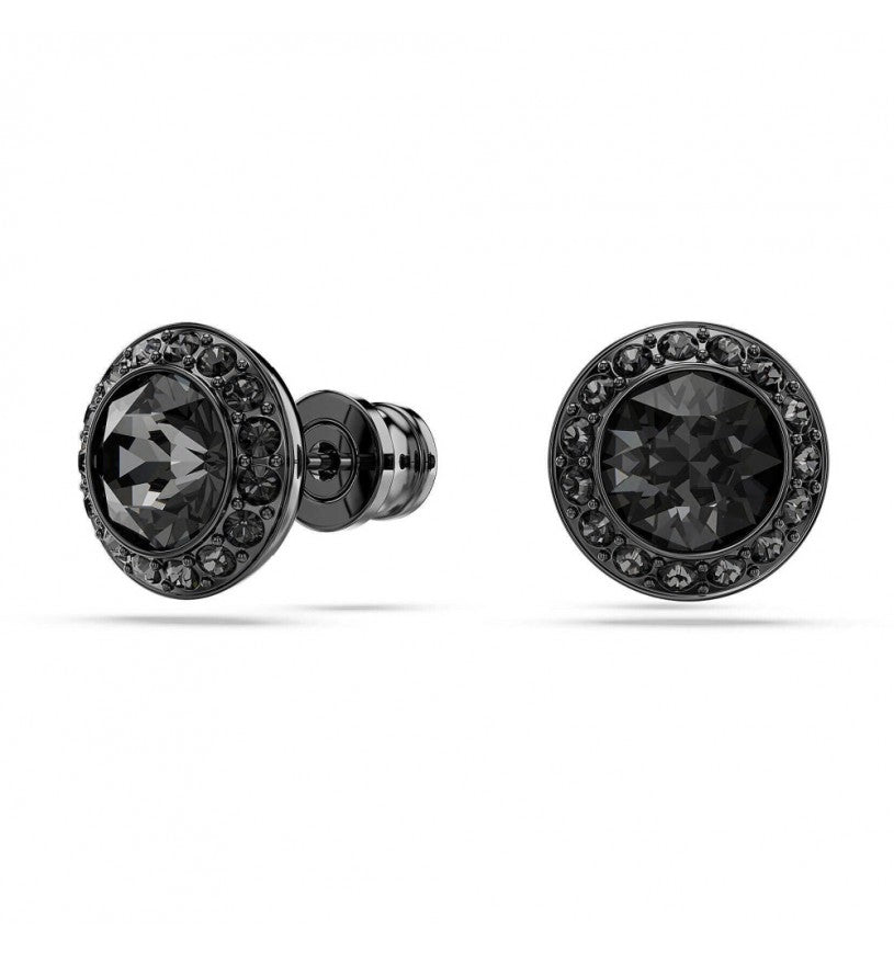 Orecchini Swarovski Una Angelic Taglio round, Nero, Placcato rutenio