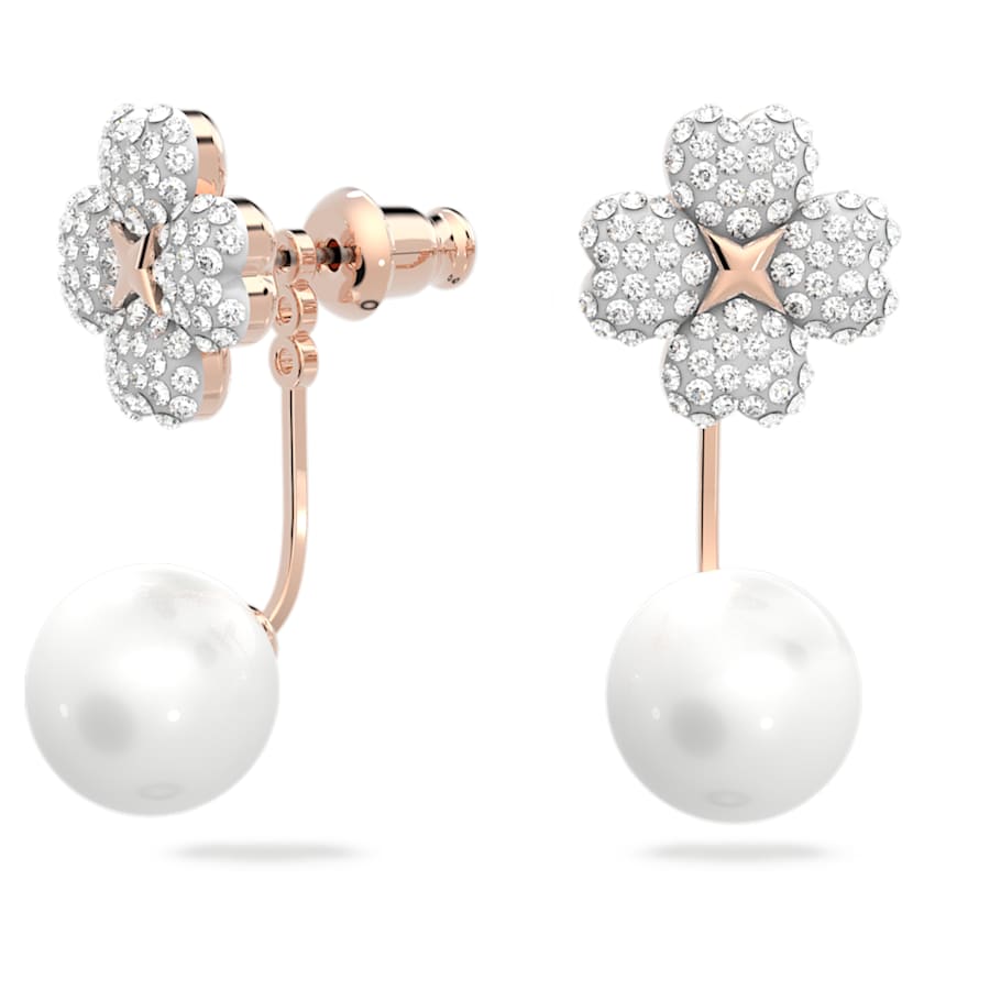 Orecchini Swarovski Latisha Fiore, Bianchi, Placcato color oro rosa