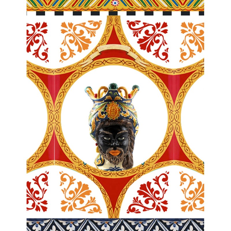 Orologio Camurrìa U Moru 37 mm Acciaio Cinturino Stampe Siciliane Testa di Moro