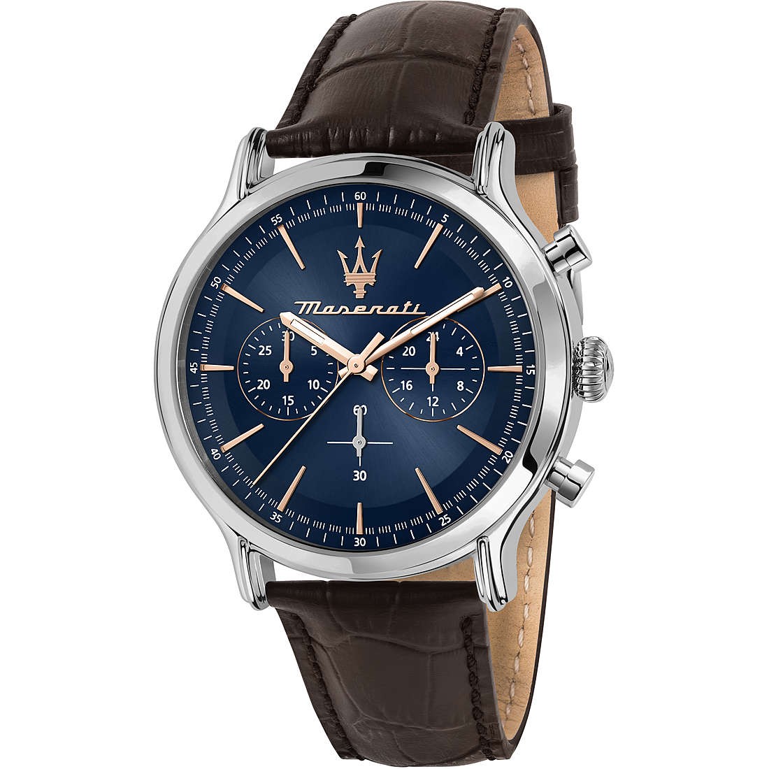Orologio Maserati Epoca Chrono 42 mm Pelle Marrone Quadrante Blu