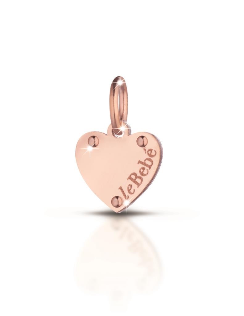 Ciondoli Lebebé Lockyourlove Ciondolo Cuore Oro Rosa 9 Kt e Argento Cordino