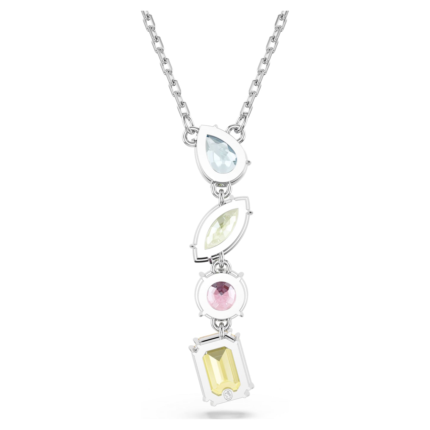 Collana Swarovski Pendente a Y Gema Taglio misto, Multicolore, Placcato rodio