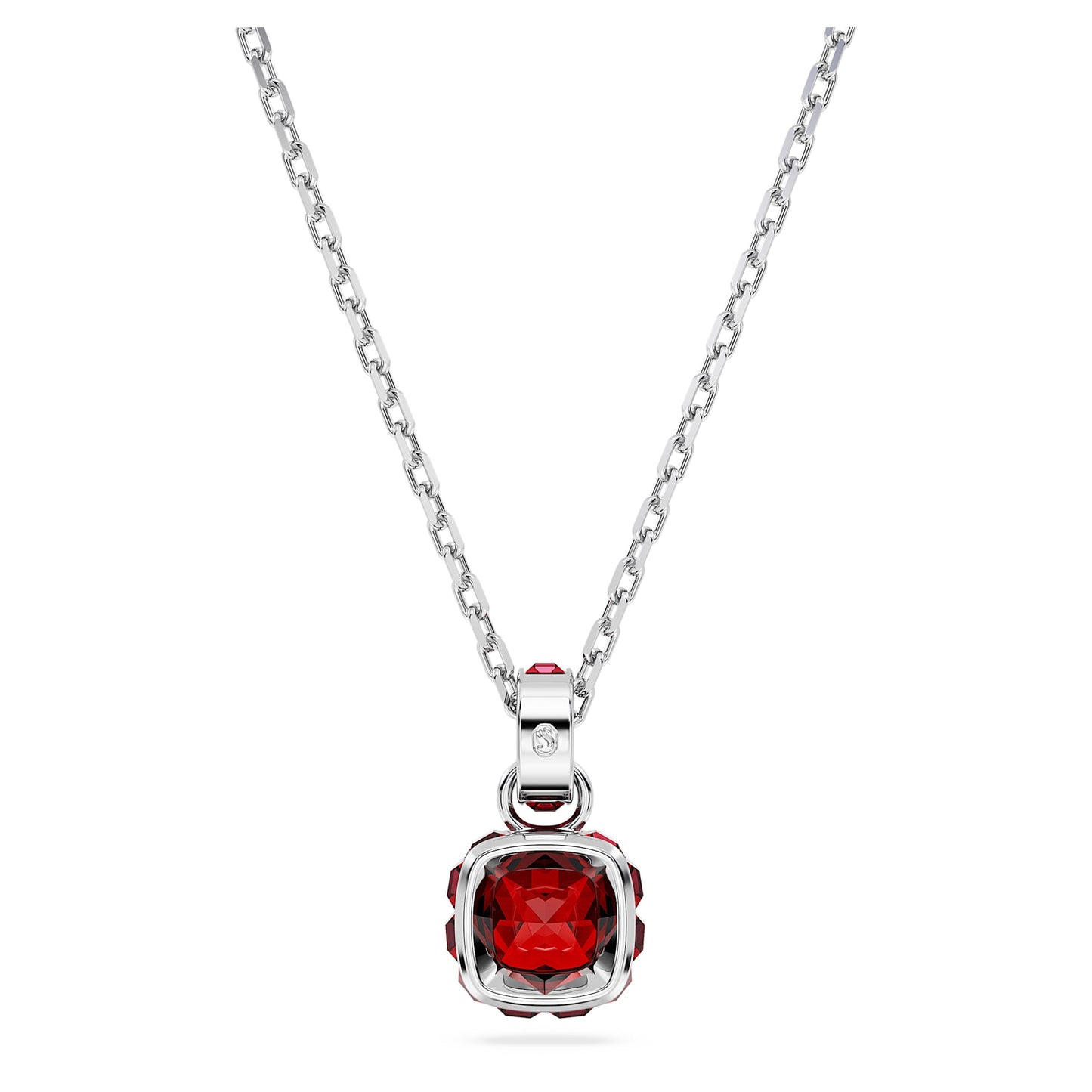 Collana Swarovski Birthstone Pendente Taglio squadrato, Gennaio, Rosso, Placcato rodio