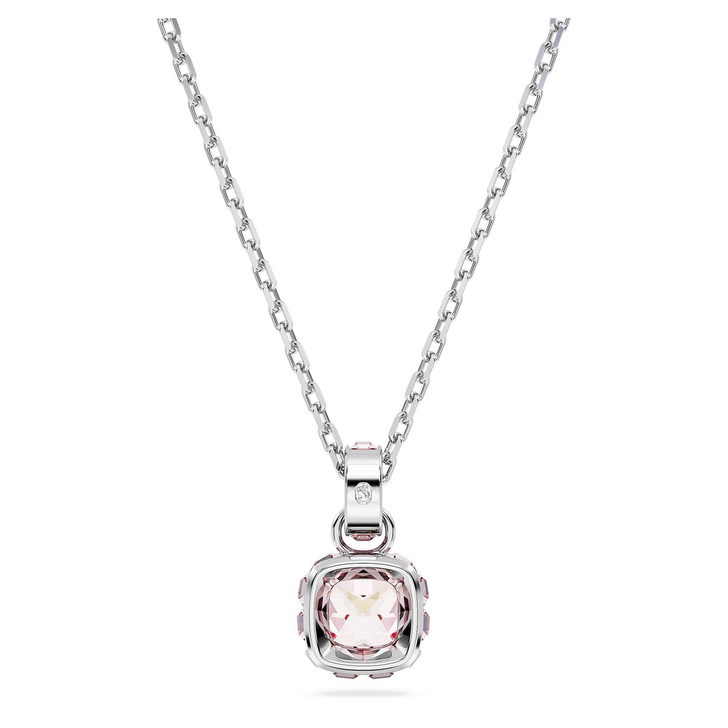 Collana Swarovski Birthstone Pendente Taglio squadrato, Giugno, Rosa, Placcato rodio