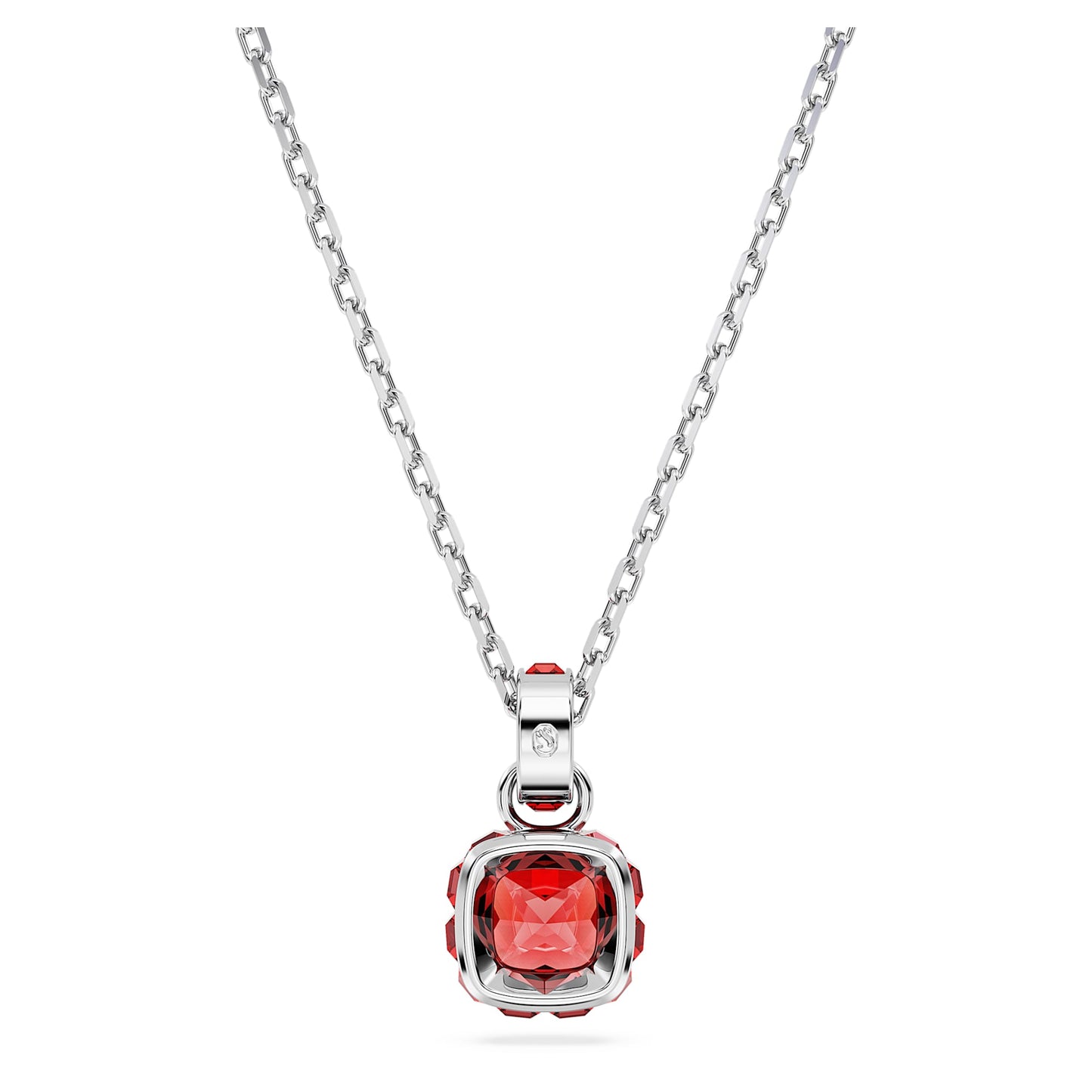 Collana Swarovski Birthstone Pendente Taglio squadrato, Luglio, Rosso, Placcato rodio