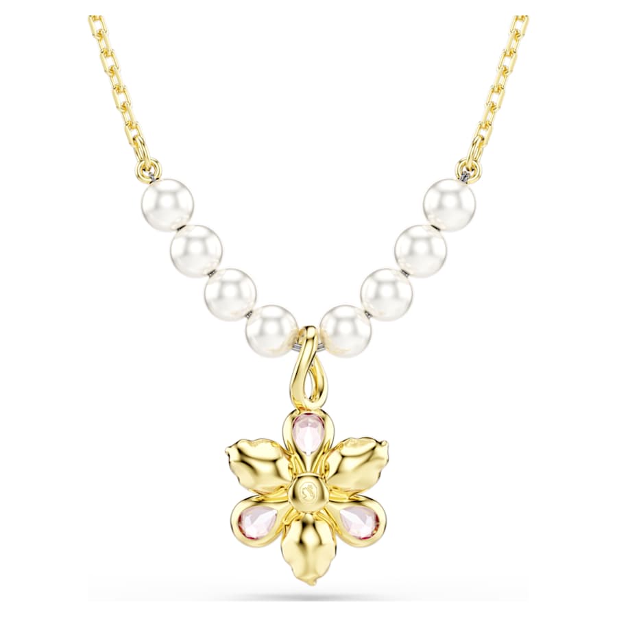 Collana Swarovski Idyllia Crystal Pearl, Taglio misto, Fiore, Multicolore, Placcato color oro