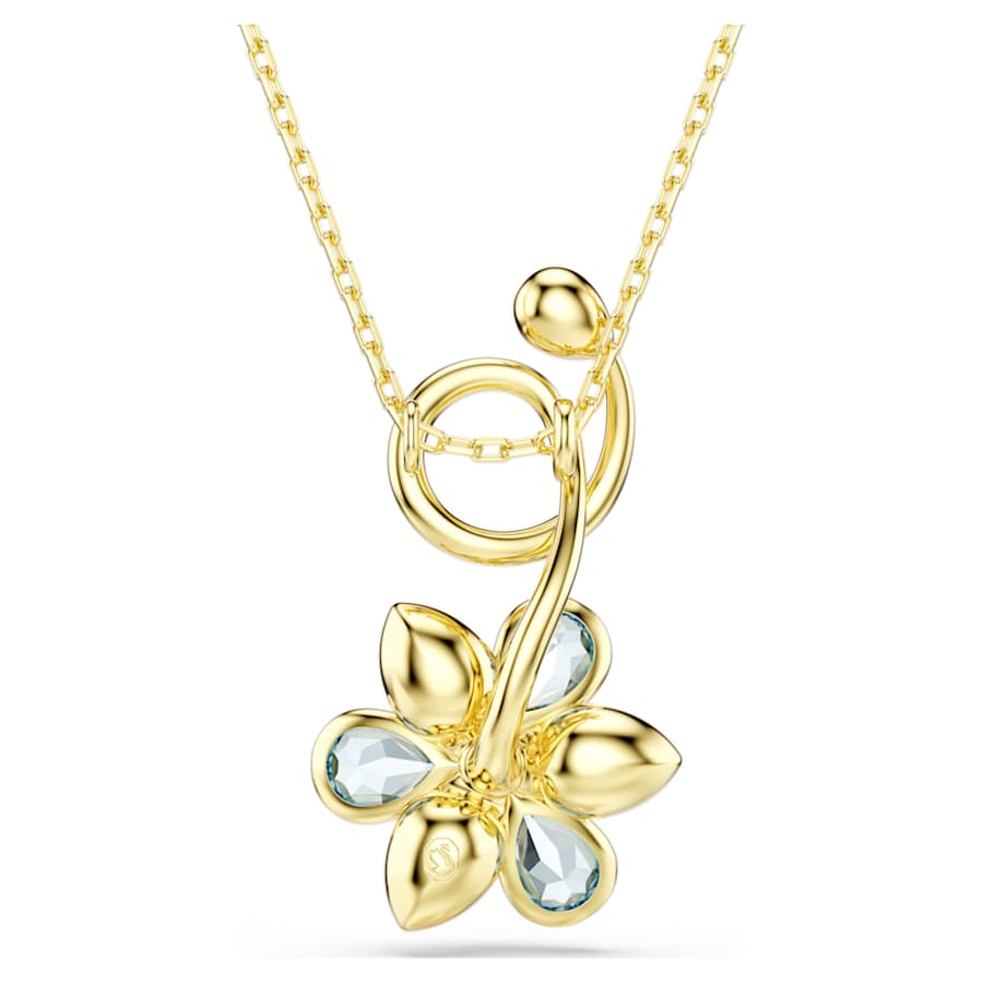 Collana Swarovski Idyllia Pendente Taglio misto, Fiore, Blu, Placcato color oro