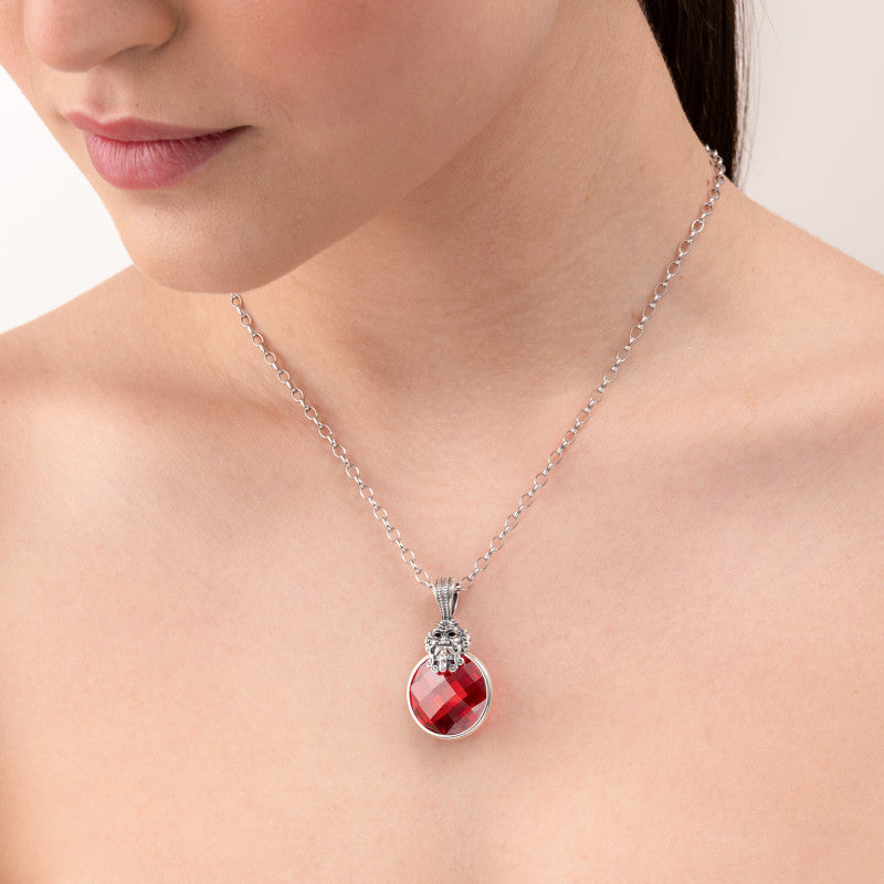 Pendente Gerardo Sacco Iride Ciondolo in Argento Maschera Apotropaica Cubic Zirconia, Viola