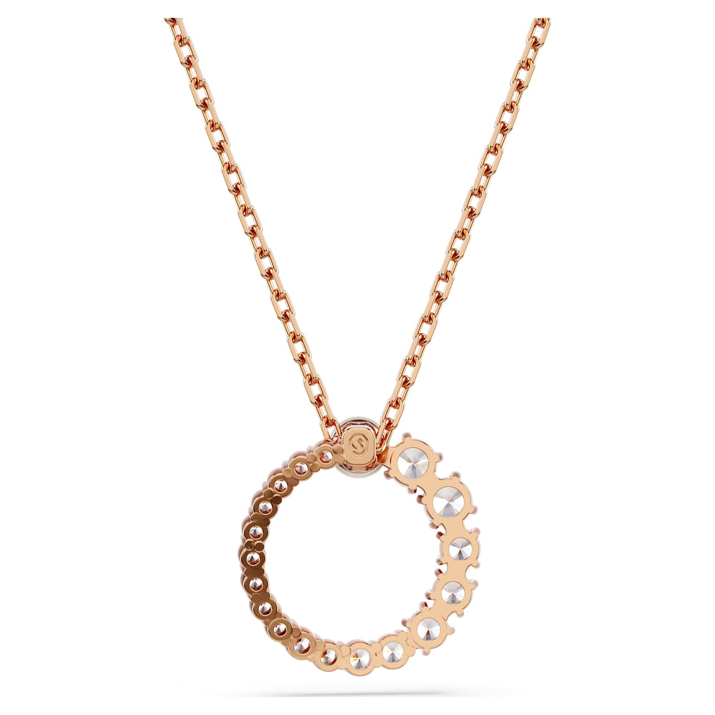 Collana Swarovski Pendente Matrix Crystal Pearl, Taglio Round, Bianco, Placcato color oro rosa