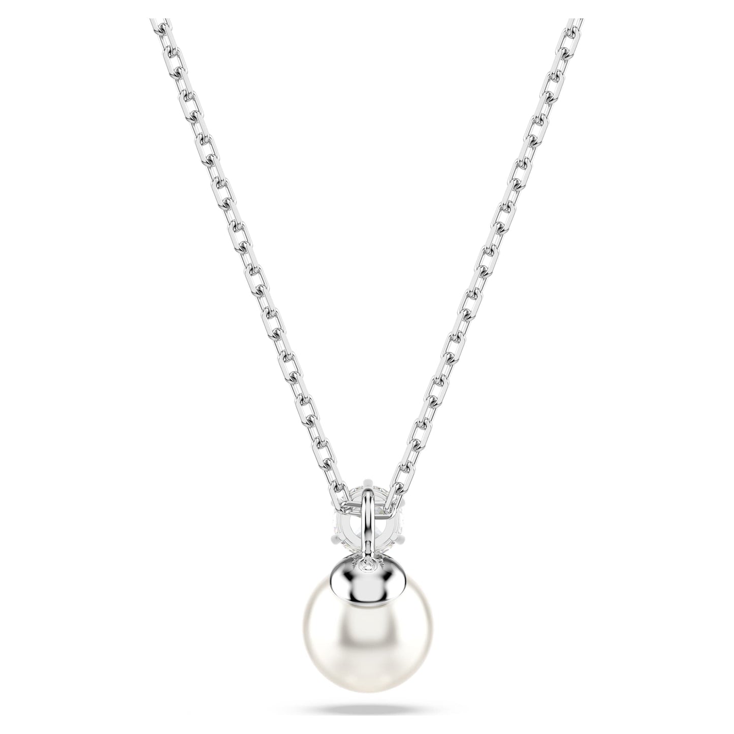 Collana Swarovski Pendente Matrix Crystal Pearl, Taglio Round, Bianco, Placcato rodio