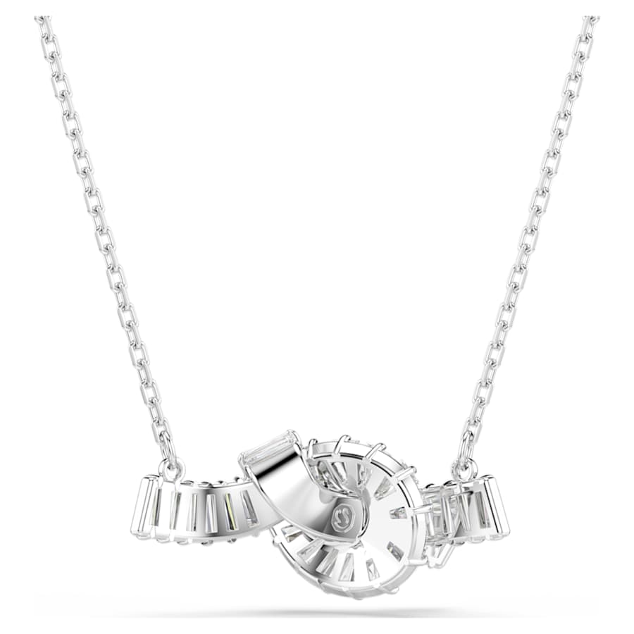 Collana Swarovski Matrix Pendente Taglio baguette, Nodo, Bianco, Placcato rodio