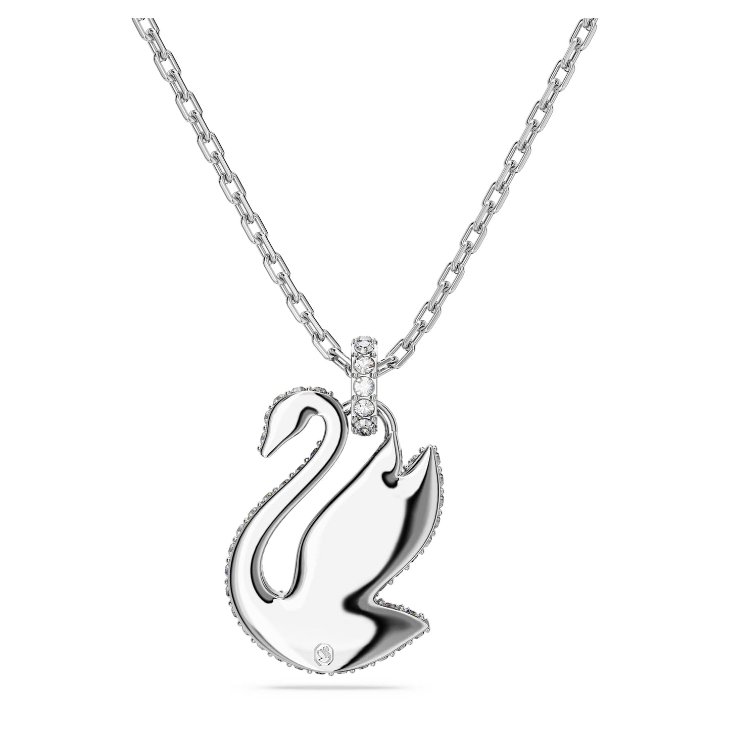 Collana Swarovski Pendente Swan Cigno, Medio, Bianco, Placcato rodio