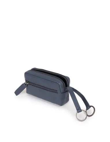 Portachiavi Piquadro Astuccio Con Cerniera In Pelle Blu