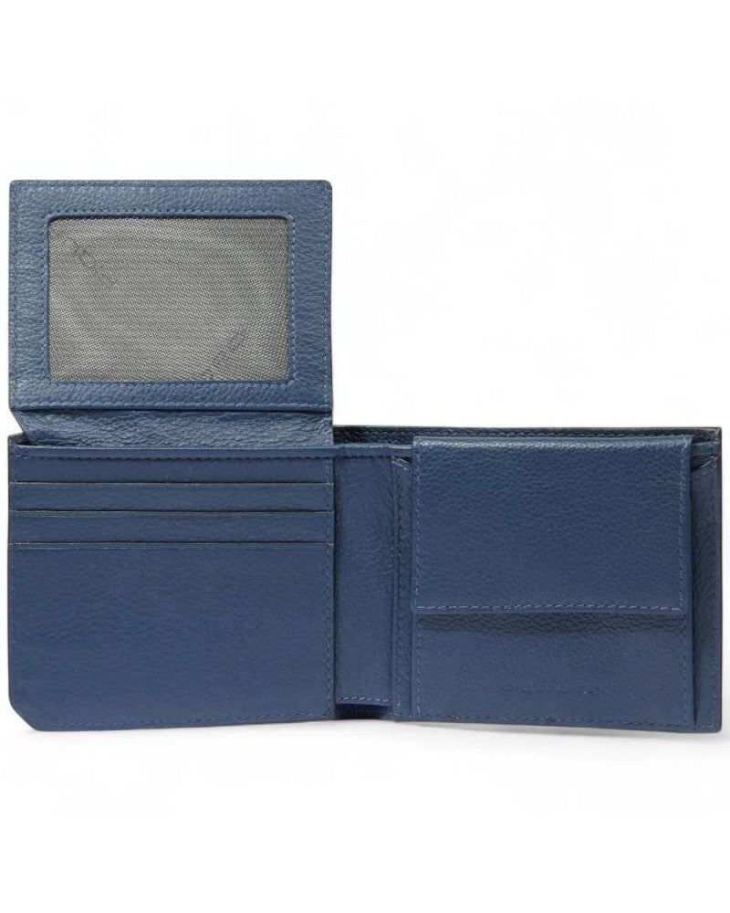 Portafoglio Uomo Piquadro Portamonete Portadocumenti Pelle Blu