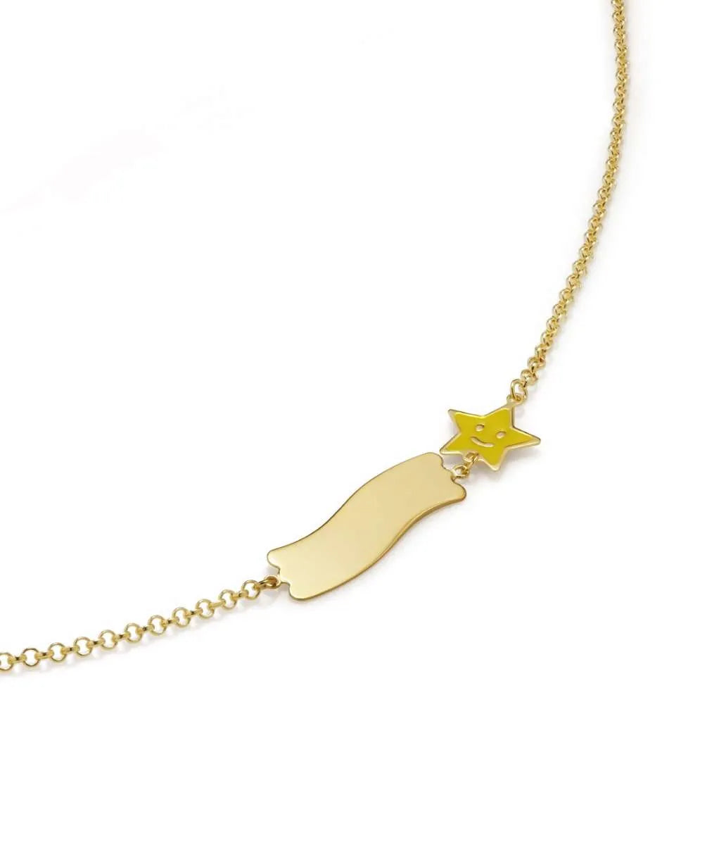 Bracciale Lebebé Prime Gioie Oro Giallo 9 Kt Targhetta e Stella Smalto