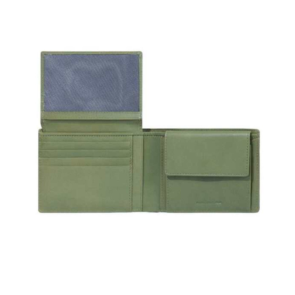 Portafogli Piquadro Portafoglio Uomo Portamonete Portadocumenti In Tessuto e Pelle Verde